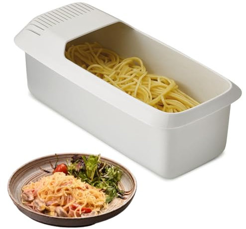 HAOHIZE Cuoci Pasta per Microonde con Colino, Cuoci Pasta Ramen Resistente al Calore, Cottura Facile e Veloce della Pasta Macchina per Pasta Antiaderente Pentola a Vapore