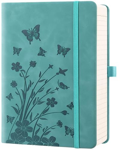 HwxBen Liniertes Notizbuch – 365 Seiten, PU-Leder-Tagebuch für Frauen, B5 College-Liniert, 100 g/m² Papier, für Arbeit, Notizen, Büro, Schule, Zuhause – Teal