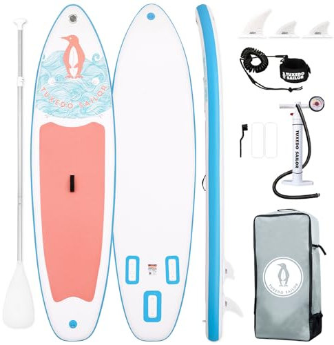 Tuxedo Sailor Stand Up Paddling Board 320 cm Inflatable Paddle Board for Adults mit SUP Accessories, Stand Up Paddle Board 150 kg Inflatable SUP Board (Light Pink)