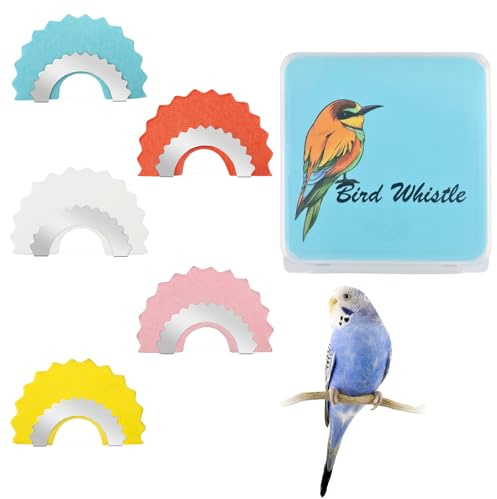 5 x Vogelpfeife, 5 Farben, verrückte Vogelpfeifen für Erwachsene, verrückte Pfeife, robuste Pfeifen, orale Stunts, Tricks, Tweeting, Geräuschmacher (Blau, Weiß, Orange, Rosa, Gelb)