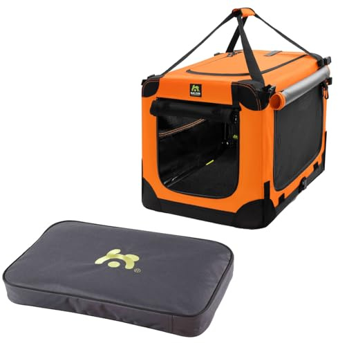 Maelson Soft Kennel Neon Orange 82 cm + Lounge Mat - Transportbox mit Matratze für Hunde