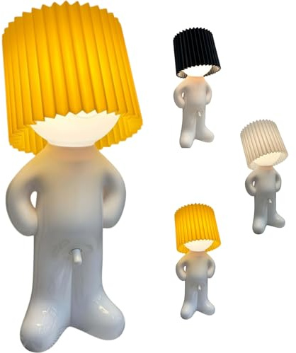 Kuisoe Lunikon Larry the Lamp—LED Nachtlicht Lustige LED Tischleuchte Kreative Tischlampe Mit Schirm Shy Man Figur Kreative Tischlampe (Gelb)
