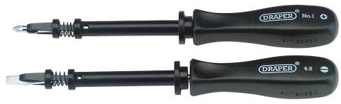 Draper Expert 2 -Piece Screw Holding Mechanics Screwdriver Set | Ideal Impact Resistant Plastic Grip | Hand Tools Set | FlatHead & PZ Type Screwdrivers | SVCM Steel Blades | 27591