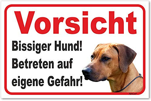 AdriLeo Schild - Vorsicht Rhodesian Ridgeback - Bissiger Hund - (20x30cm) / Achtung Hund Wachhund robust langlebig UV-beständig wetterfestes Warnschild