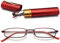 VEVESMUNDO Herren Lesebrille Mini Reise Kleine Kompakte Schmal Metall Lesehilfe Brillen Mit Etui +1.0,+1.5,+2.0,+2.5,+3.0,+3.5,+4.0 (1 x Rot Blaulichtfilter Lesebrille, 2.5)