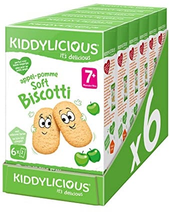 Kiddylicious Soft Biscotti Pomme | Dès 7 Mois | Biscuits Tendres au Blé Complet | 6 Packs de 120g (6 Sachets de 20g) | 720g