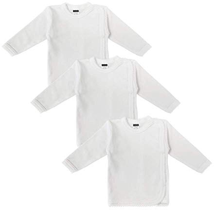 MEA BABY Unisex Baby Wickelshirt Wickeljacke Langarm, 100% Bio-Baumwolle im 3er Pack. Wickelshirt Weiss (Creme), Wickelshirt für Mädchen, Wickelshirt für Junge