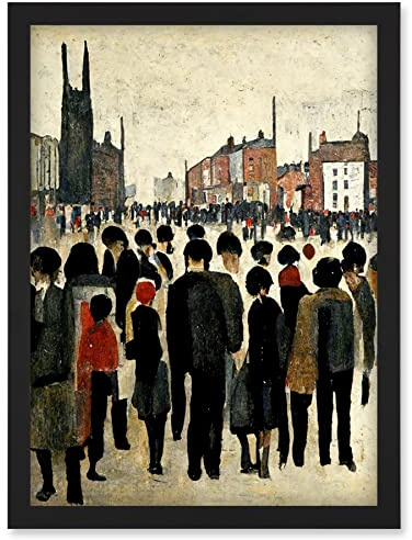 Doppelganger33 LTD 1940 Mid Century Industrial Northern Crowds In Street Cityscape Artwork Framed Wall Art Print A4