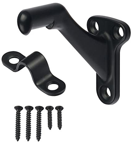 Cosnys 3 Pack Matte Black handrail Bracket,Handrail Stair Brackets 3 Heavy Duty Support Hardware Stairways, Home or Office Staircase Hand Rail Bracket with Screws,Easy Installation Railing Bracket