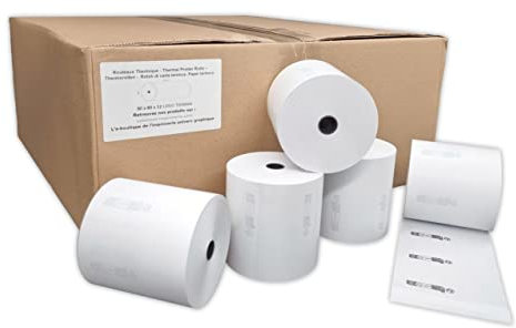 Thermopapier-Rolle, 80 x 80 x 12 mm, Thermopapier, mit Triman-Logo, Recyclingpapier, 55 g, BPA-frei, entspricht den Vorschriften Tri AGEC