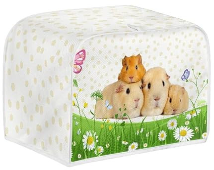 Kuiaobaty Guinea Pigs Cover for Toaster 2 Slice, Yellow Polka Dots Washable Small Kitchen Appliances Cover with Hook Dust Proof Case