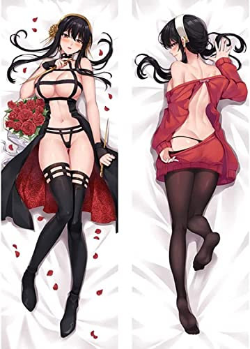 TYDEEY Für Genshin Impact SPY×Family Yor Body Kissenbezug Kissenhülle,Anime Pillowcase Doppelseitige Umarmungskissen Bezug,Anime Doppelseitige Muster Kissenbezug Körper,Peachskin-50cm*150cm