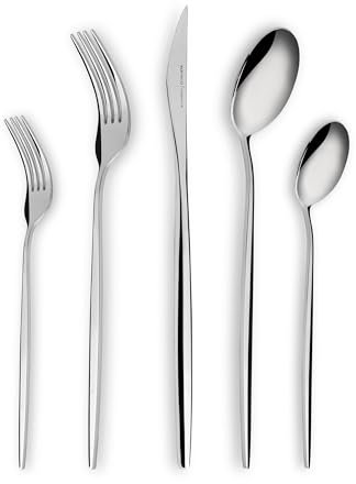 Karaca New Porto Elegance 60-Piece Cutlery Set for 12 People, Tablespoons, Table Forks, Modern Design, Stainless Steel Cutlery Set