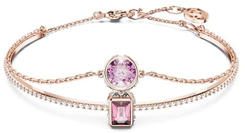Swarovski Stilla Armreif, Rosé Vergoldetes Damenarmband mit Filigraner Kette und Strahlenden Swarovski Kristallen