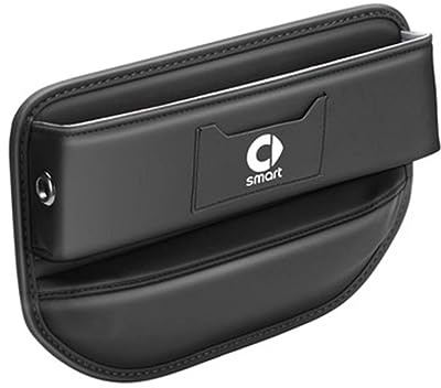 GRFIT Aufbewahrungsbox für Autositz-Organizer, für Smart Fortwo Forfour 451 450 452 453 454 Cabrio Crossblade Eq Coupe, ABS-Flaschenhalter, Leder-Schlüsselanhänger,B-Black