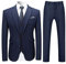 Allthemen Costume Homme 3 Pcs Costard Slim Fit Blazer et Pantalon Gilet Mariage Party Smoking Bleu 3XL
