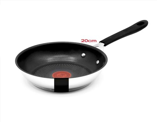 Tefal Jamie Oliver Pfanne 20 cm Induktion, Bratpfanne Edelstahl klein, Antihaft Beschichtet, Hoher Rand, Backofenfest, Genieteter Griff, E30