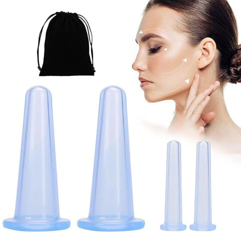 Schröpfen Cups Silikon, 4 Stück Facial Cupping, Saugglocke Massage, Silikon Schröpfen, 4 Stück Schröpfgläser Silikon, Silikon Schröpfen Cups, Schröpfen Silikon Vacuum Cup, für Gesicht und Augen