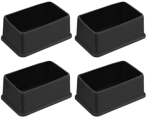 sourcing map 4Pcs PVC Square Chair Leg Caps, 75mm x 45mm OD Black Furniture Feet Pads Table Foot Cover Caps Floor Protectors for Patio Table Cabinet Bed Furniture