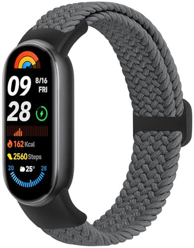 Bcuckood Geflochtenes Armband Kompatibel mit Xiaomi Smart Band 10/9/8, Elastisches Uhrenarmband Solo Loop Nylon Dehnbares Ersatzarmband für Xiaomi Smart Band 10/9/8 für Damen Herren