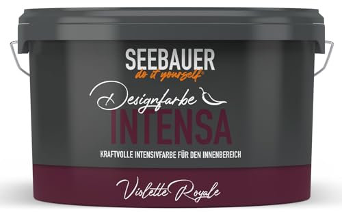 SEEBAUER diy Intensivfarbe INTENSA Violett 2,5L (Violette Royale) Edelmatte Wandfarbe Lila - Innenfarbe sehr hohe Deckkraft - Matt, Abwaschbar und Tropffrei