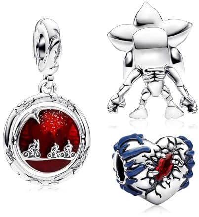 MSPOVOF Monde d'ombres lumineuses Set3-Pièces/set Charm, S925 perle en argent sterling, pour bracelets et colliers, pour les femmes cadeau de bijoux