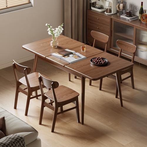 Muwuele 47-63 Solid Wood Extendable Dining Tables for 4-8, Walnut