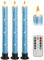 Da by 3 Pcs Flickering Flameless Battery Operated Taper Candle-Window Candles with Remote and Time-LED 3D Dynamic Flame-9.6 Inches for Wedding, Party,Home Decoration-Blue