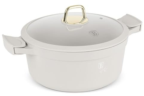 Casseruola 28 cm con coperchio in vetro e rivestimento in titanio, adatta a induzione, pentola da 6,6 l con manici in silicone rimovibili, collezione Sahara