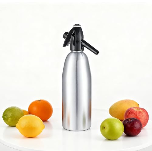 TeamSky Sprudelwasserbereiter, kohlensäurehaltiger Soda-Siphon für Zuhause und Club, DIY frische Limonaden (Silber)
