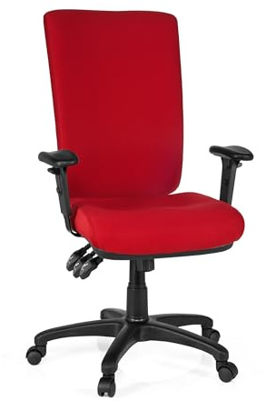 hjh OFFICE 702120 Profi Bürostuhl Zenit HIGH Stoff Rot Drehstuhl ergonomisch, Arm- und Rückenlehne verstellbar