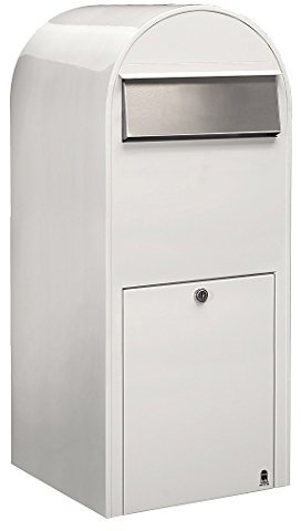 Bobi Jumbo Briefkasten RAL 9016 weiß, Klappe aus Edelstahl Wandbriefkasten