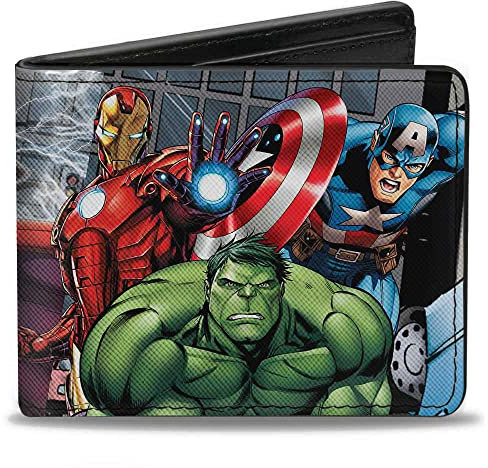 Buckle-Down mens Marvel Avengers Marvel Avengers Superhero Action Pos Bi Fold Wallet, Multicolor, One Size UK