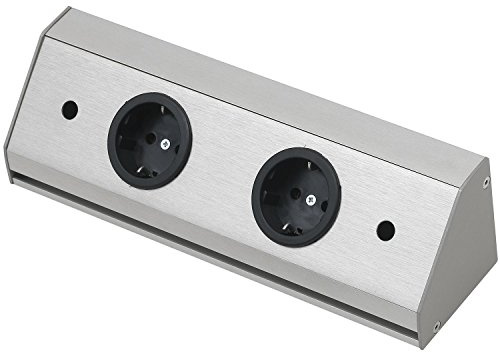 WIPO 13940262200 Steckdosenleiste Corner Compact 230 V, max.3500 Watt, L 260 mm, Edelstahl Effekt