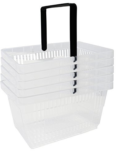 5 corbeilles de vente en plastique avec anse 20 litres 40cm gerbable transparent