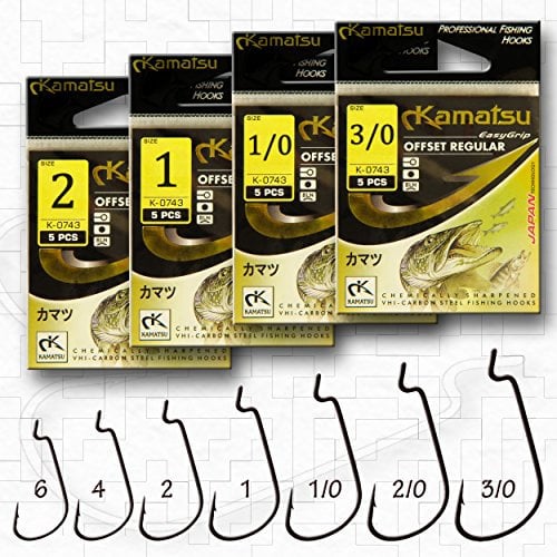Fishing Offset G Hooks Black Worm Wide Gap Weedless Pike Perch Drop Shot (VA14-2x5pcs Size 6 Offset Black Hook Kamatsu)