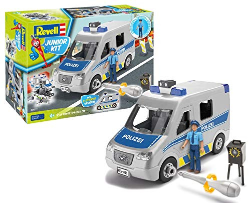 Revell Junior Kit 00811 - Polizei Auto Modellbausatz für Kinder zum Schrauben mit Spielfigur, robust zum Basteln und Spielen, ab 4 Plus, kindgerecht, müheloses Verbinden weniger Teile mit Aufklebern