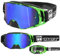 TWO-X Rocket Crossbrille Crush schwarz grün Glas verspiegelt blau MX Brille Nasenschutz Motocross Enduro Spiegelglas Motorradbrille Anti Scratch MX Schutzbrille Nose Guard