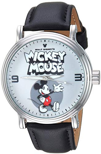 Disney Mickey Mouse Adult Vintage Analog Quartz Watch, Black, Vintage