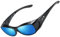 DUCO Herren und Damen Sonnenbrillen Polarisiert Unisex Brille UV400 Schutz Wrap Around Blendschutz Überbrille für Brillenträger Fit-over Polbrille 8953 (M-Schwarz, Revo Blau)