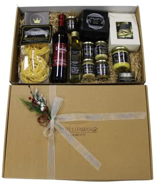 Cesti Natalizi a base di Tartufo - Idea Confezione Regalo DIONISO - Cesto Natalizio Gastronomico - Pacco Natale con Prodotti Tipici Artigianali - Truffle Gift Idea