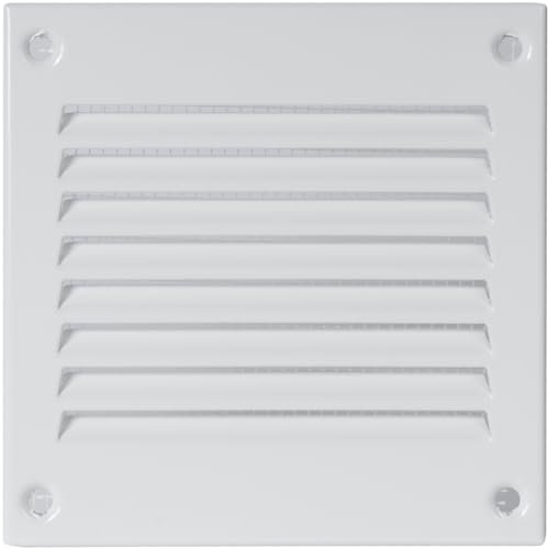 Griglia d'aria in acciaio per il ritorno dell'aria, ideale per soffitto e parete laterale, HVAC, con schermo anti-insetti (10 x 10 cm, bianco)
