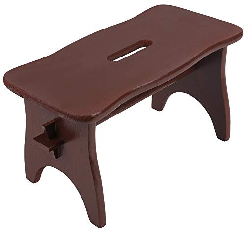 Creative Deco Braune Fußbank Holz Hocker | 38 x 19 x 21 cm | Tritthocker Blumenhocker Toilettenhocker Holzbank Schemel Kinderhocher Fußhocker | Braun Fußauflagen Stuhl Kiefernholz