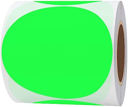 Hylabelest Rouleau de 100 autocollants ronds vert fluo de 10,2 cm pour code couleur (vert fluo, 10,2 cm)