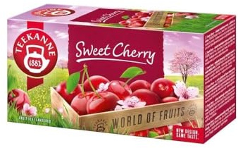 Teekanne Sweet Cherry Tee mit natürlichem Fruchtgeschmack, mit Hagebutte, Hibiskus und süßen Brombeerblättern, 20 Teebeutel