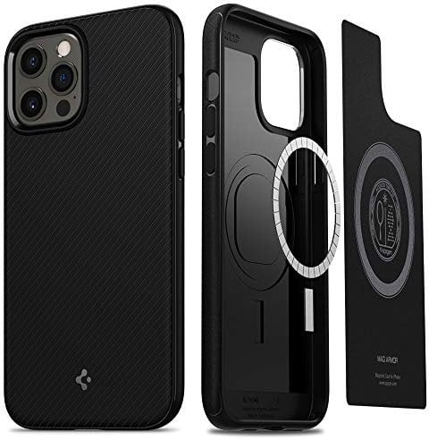Spigen Mag Armor MagFit Hülle Kompatibel mit iPhone 12 Pro Max Kompatibel mit MagSafe Magnetisch -Schwarz