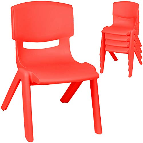 alles-meine.de GmbH 4 Stück - Kinderstühle/Stühle - Farbwahl - rot - Plastik - bis 100 kg belastbar/kippsicher - für INNEN & AUßEN - 0-99 Jahre - stapelbar - Garten - Kinde..