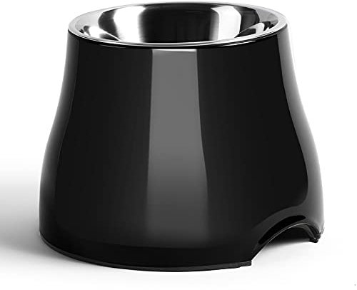 yoken Elevated Dog Bowls,[Prevention of Vertebrae Disease][Super Non-Slip]Dog Bowl with Stainless Steel Bowl, for Medium/Small Size Dogs, 7.6 x 7.5 (H) x 5.1, Black