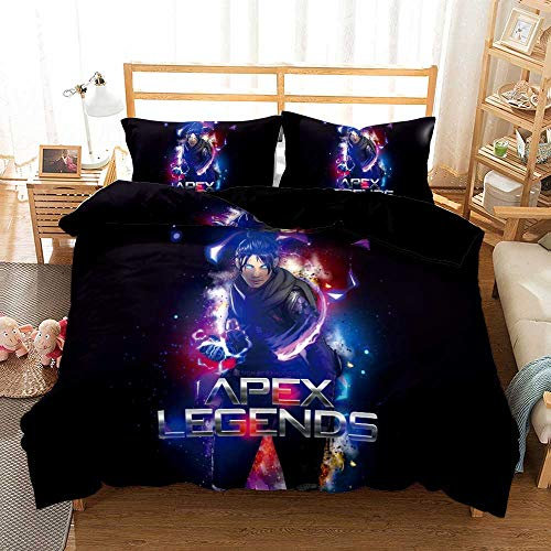 Ste-X Bettwäsche-Sets, Mikrofaser, 3-teilig 2 Personen APEX Legends Giraffe Bettbezug Mit Reißverschluss (135 x 200 cm,Held 03)