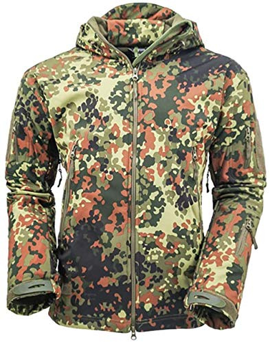 VADOOLL Herren Taktische Jacke Softshell Fleece Kapuzen Outdoor Mantel Warme Winterjacke Militär Softshell Taktische Jacke (DeJun,XXL)